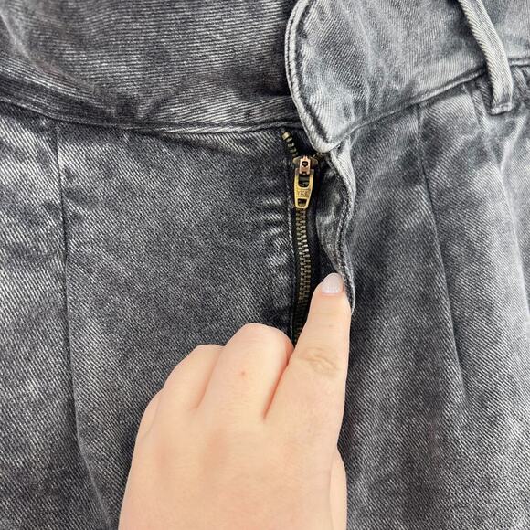 Sezane Austin Trousers Jeans Paperbag‎ Washed Black Denim Cotton Size 36 US 4 - Picture 4 of 11